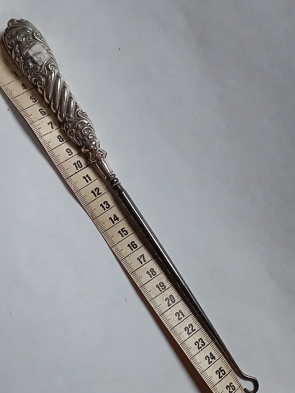 antiek zilver veterhaak corsethaak knopenhaak knoophaakje, Ophalen, Zilver