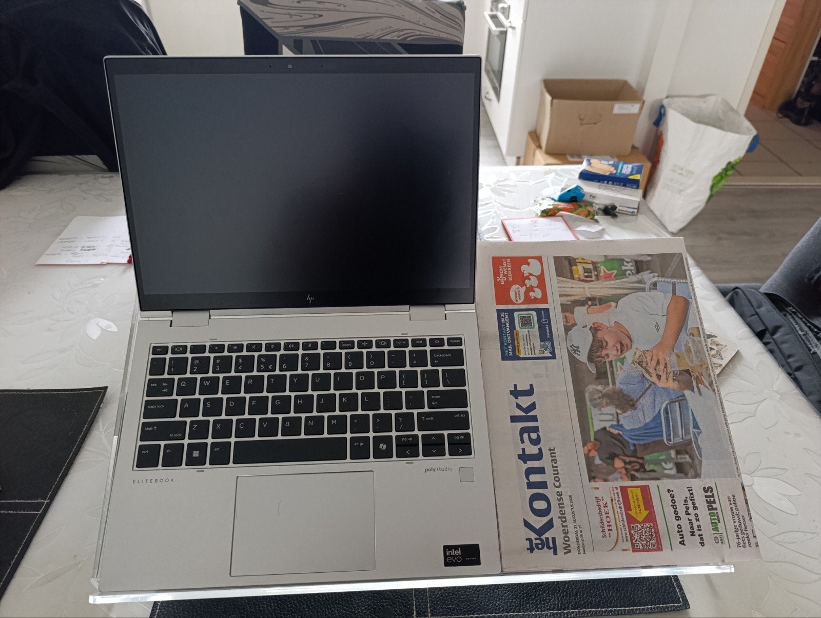 Laptopstandaard van plexiglas, Ophalen of Verzenden, Gebruikt, Onbekend, In hoogte verstelbaar