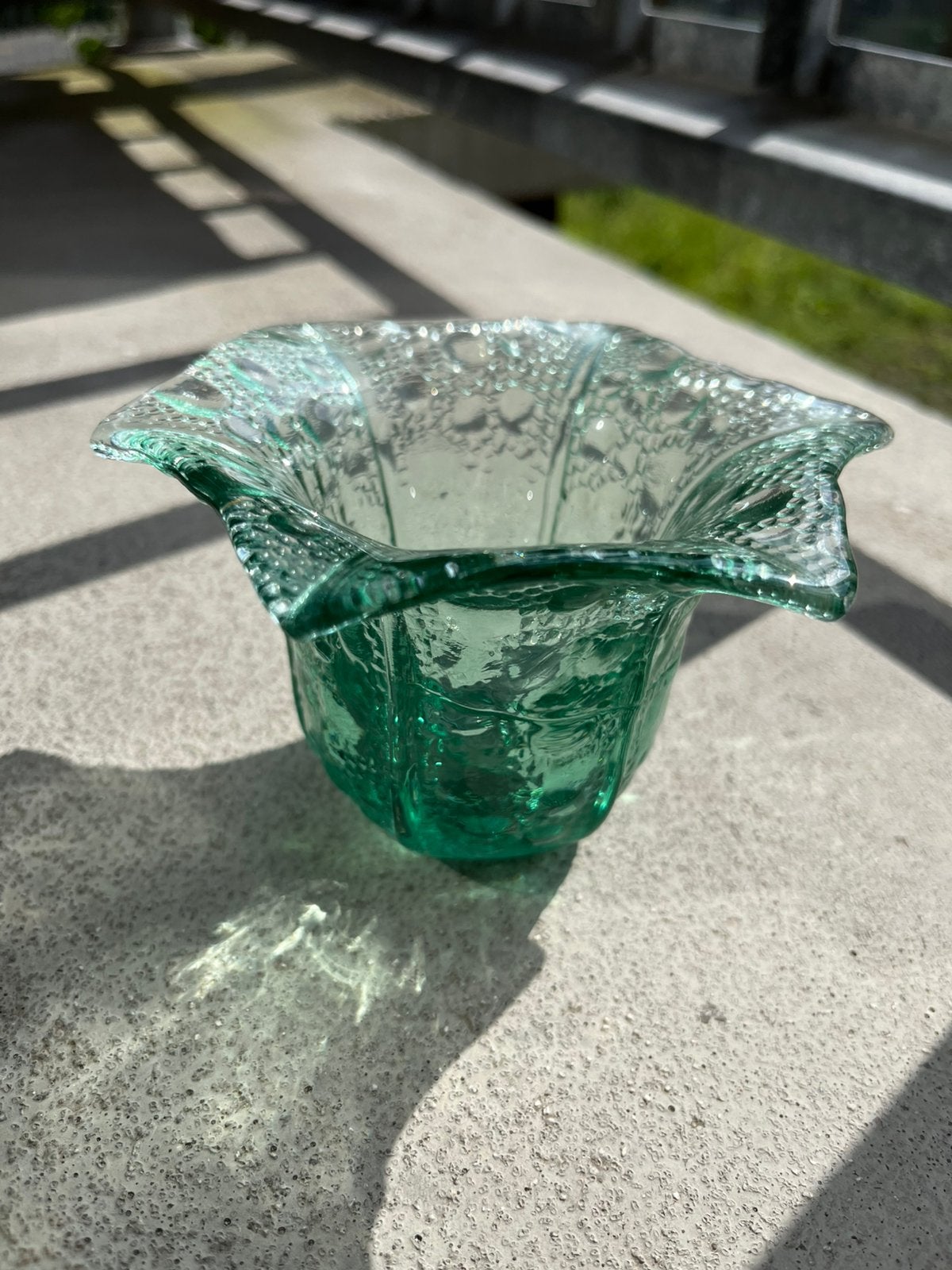 Vintage tulpvormig zeeglas, groen met bubbels, Ophalen of Verzenden, Zo goed als nieuw, Overige typen