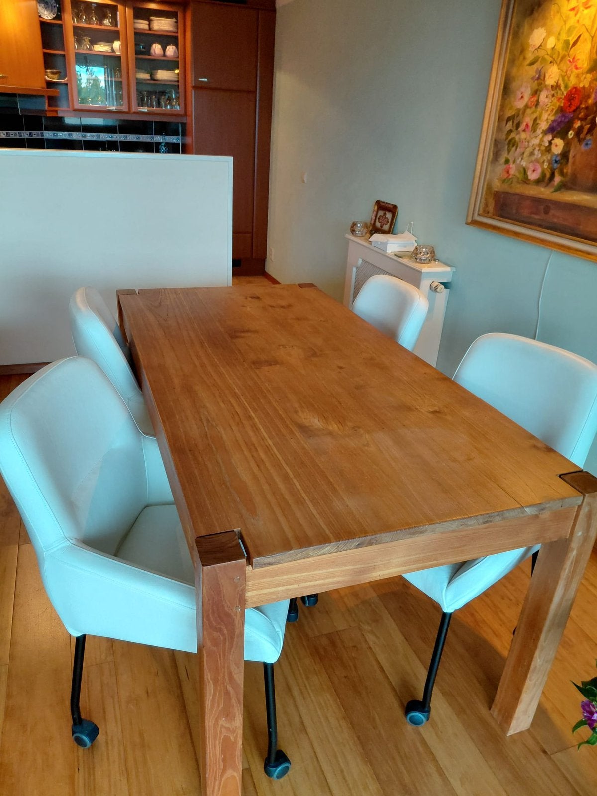 Hout Atelier Teak Houten Tafel, 200 cm of meer, Zo goed als nieuw, Rechthoekig, 50 tot 100 cm