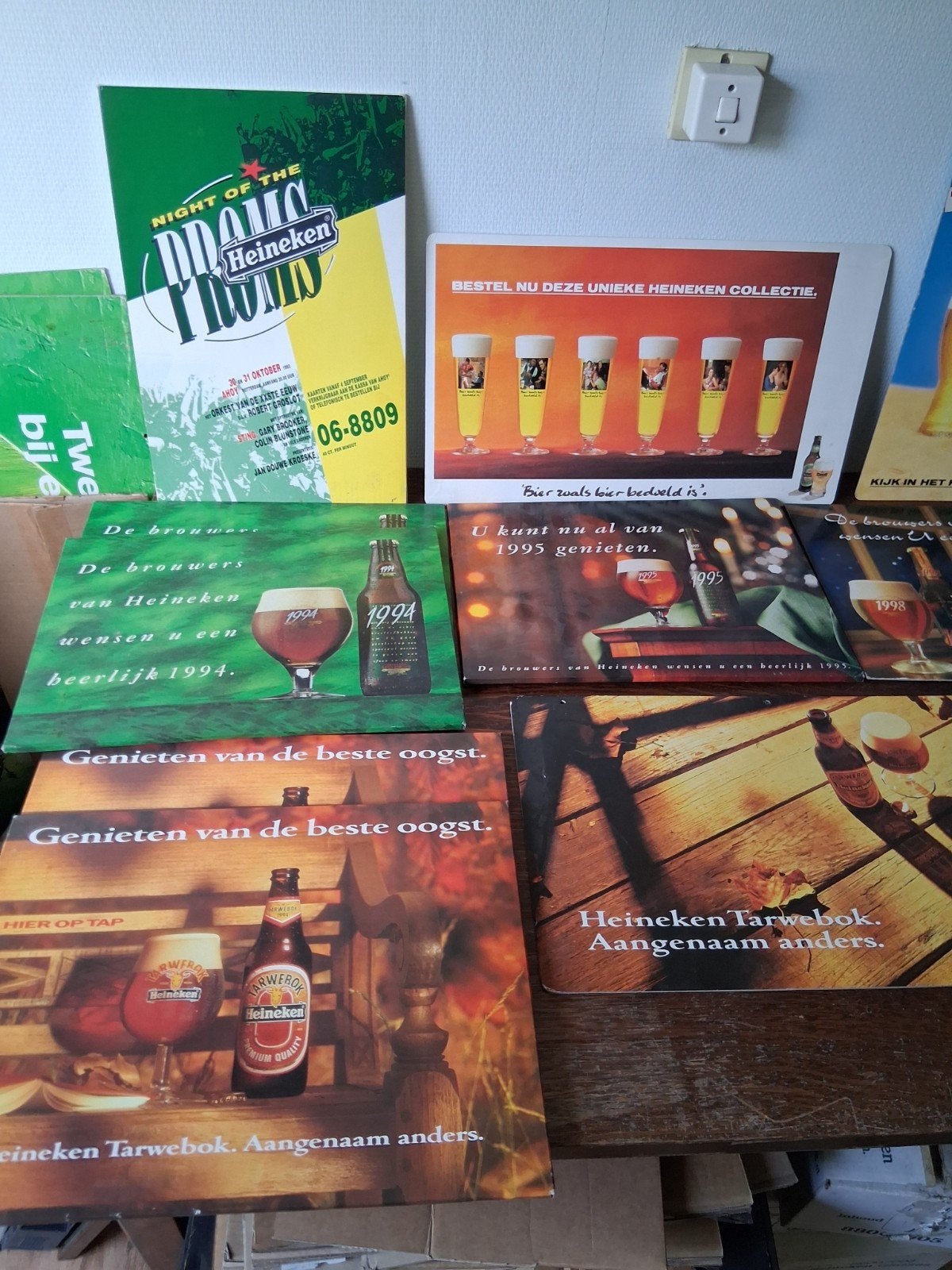 Vintage Heineken Reclameborden van karton - Jaren '90 Collec, Ophalen of Verzenden, Gebruikt, Reclamebord