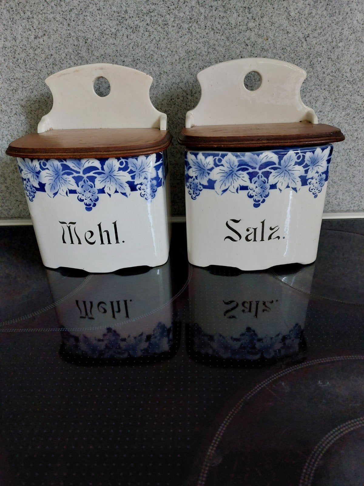 Vintage wandpotten / voorraadpotten - Mehl & Salz, Ophalen of Verzenden