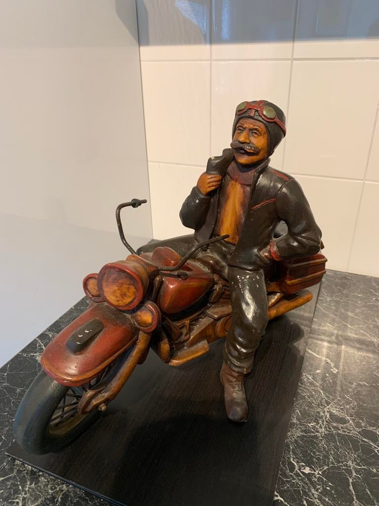 Motor met berijder prachtig model, 50 cm lang, Antiek en Kunst, Ophalen