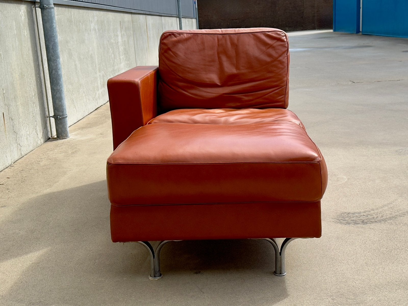 POLTRONA FRAU chaise longue cognac leer italiaans design, Huis en Inrichting, Gebruikt, Eenpersoons, |, 150 tot 200 cm