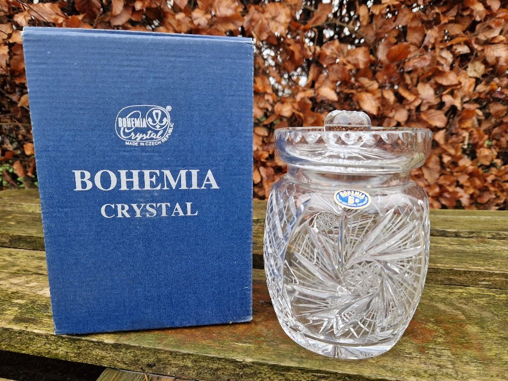 vintage kristallen koekjes pot bohemia kristal, Ophalen of Verzenden