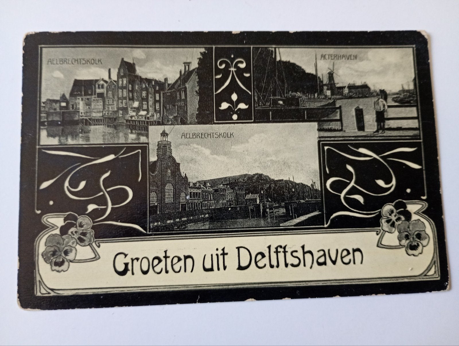 Rotterdam Delfshaven Jugendstilkaart 1912, Ophalen of Verzenden, Voor 1920, Gelopen, Zuid-Holland