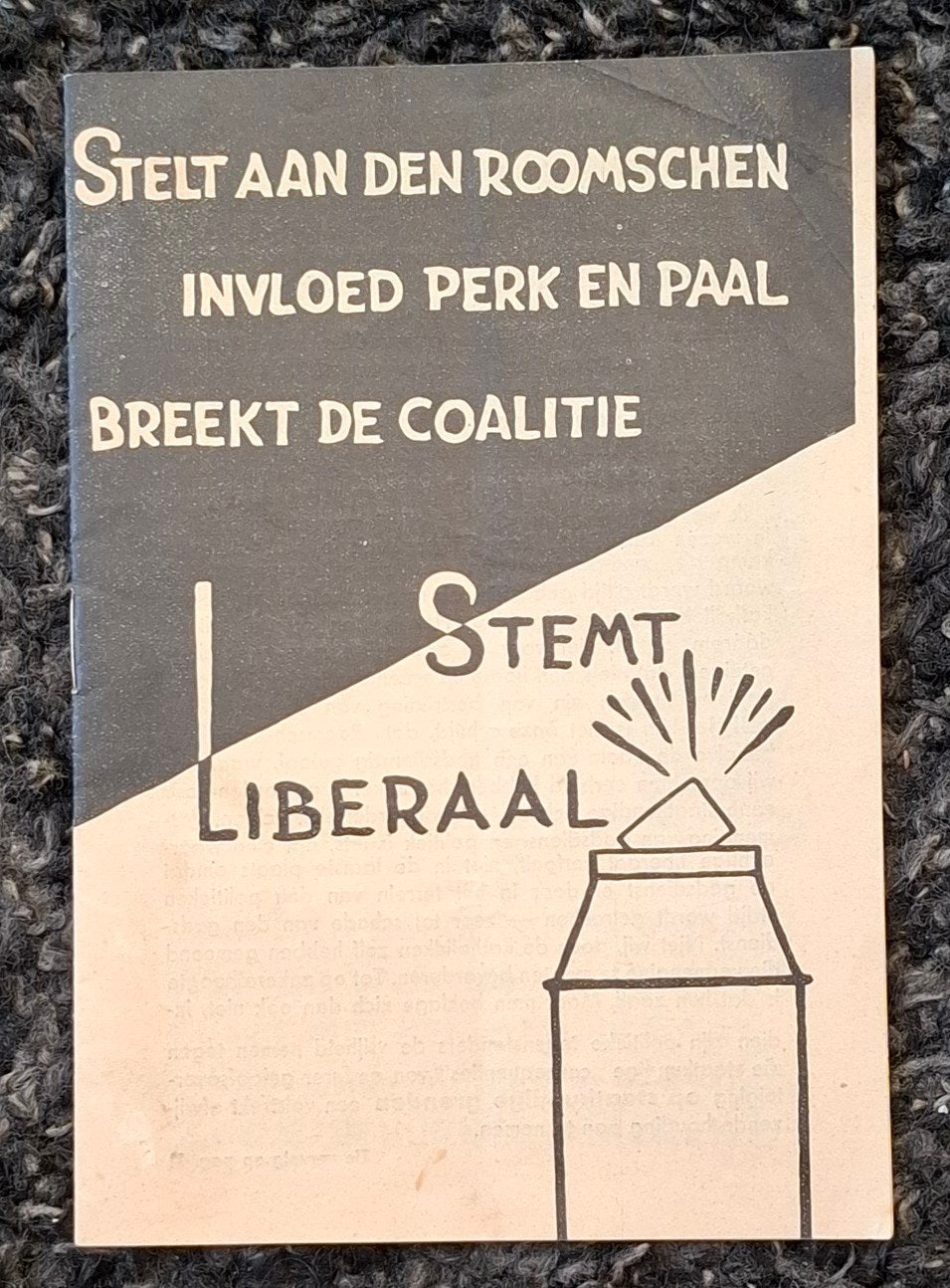 Zeldzaam Liberaal Verkiezingspamflet 1939 - Anti-Rooms, Ophalen of Verzenden, Zo goed als nieuw, Overige typen