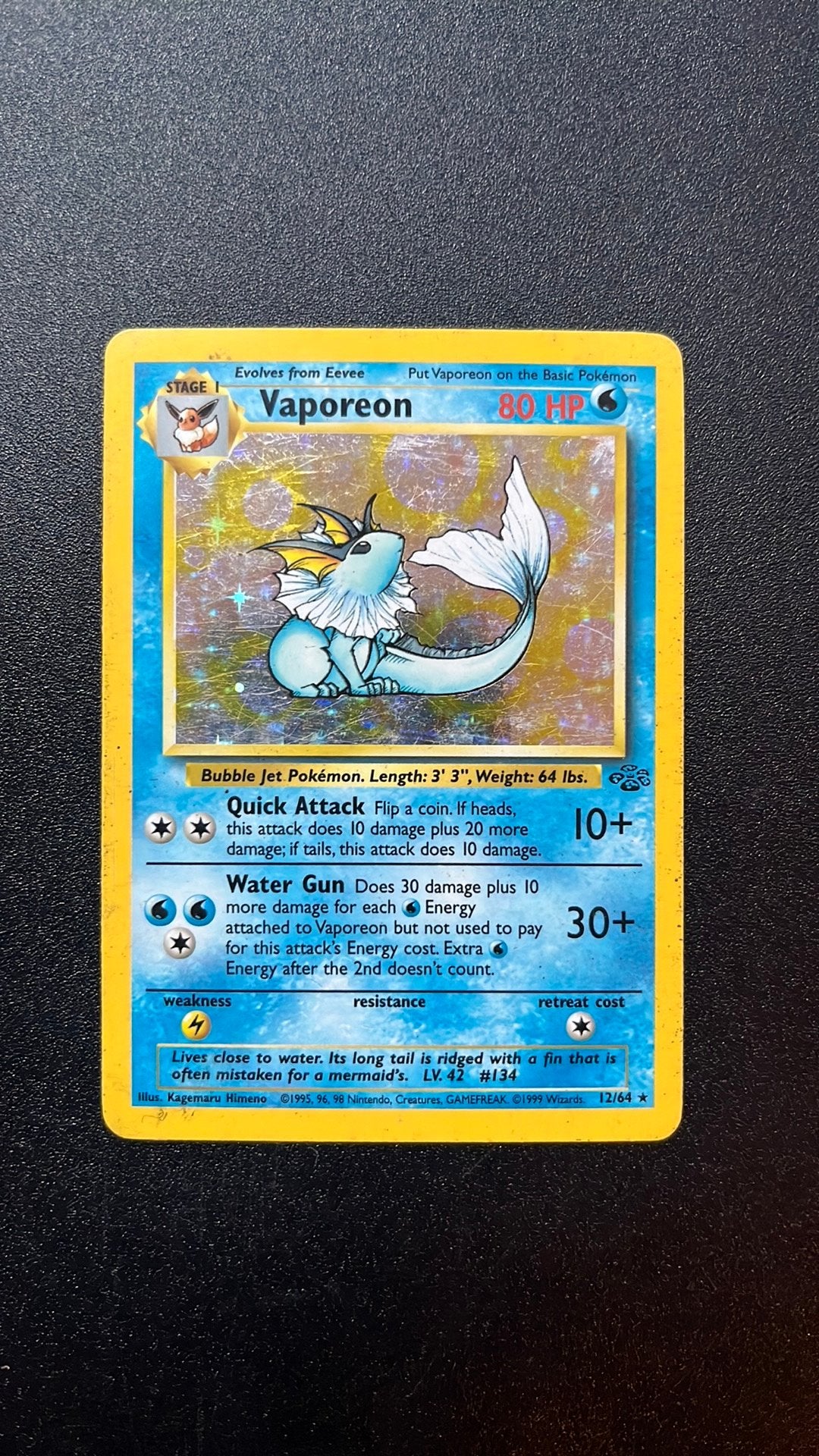Vaporeon Jungle Holo, Ophalen of Verzenden, Zo goed als nieuw