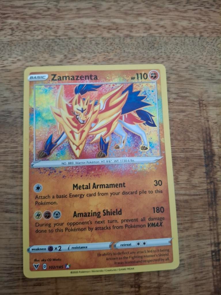 Zamazenta Pokémon kaart - Sword & Shield 102/185, Ophalen of Verzenden, Zo goed als nieuw, Losse kaart