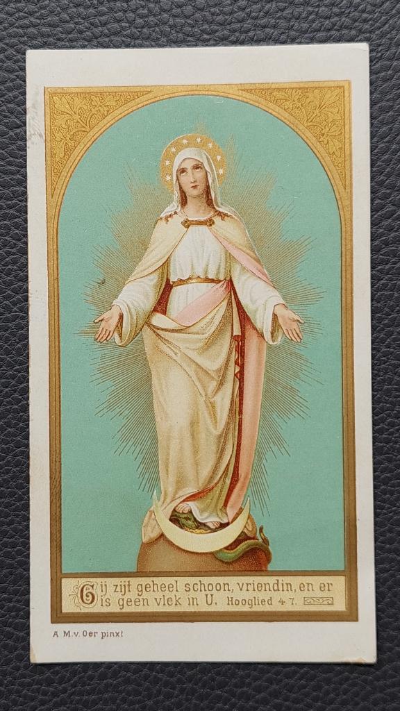 Prentje van Maria met gebed Paus Pius X, Verzamelen, Ophalen of Verzenden, Bidprentje