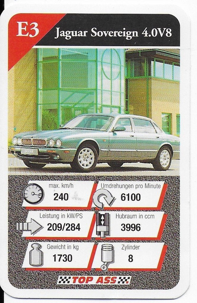 Kw5201 autokaartje jaguar sovereign 4, 0v8 ( e3 ), Ophalen of Verzenden, Zo goed als nieuw, Auto's
