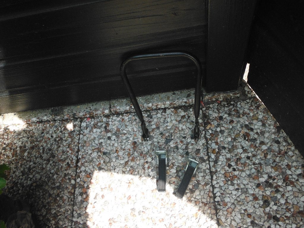 ruggesteun +voetensteuntjes voor achterop de fiets, Ophalen, Gebruikt, Achterzitje, Voetsteuntjes