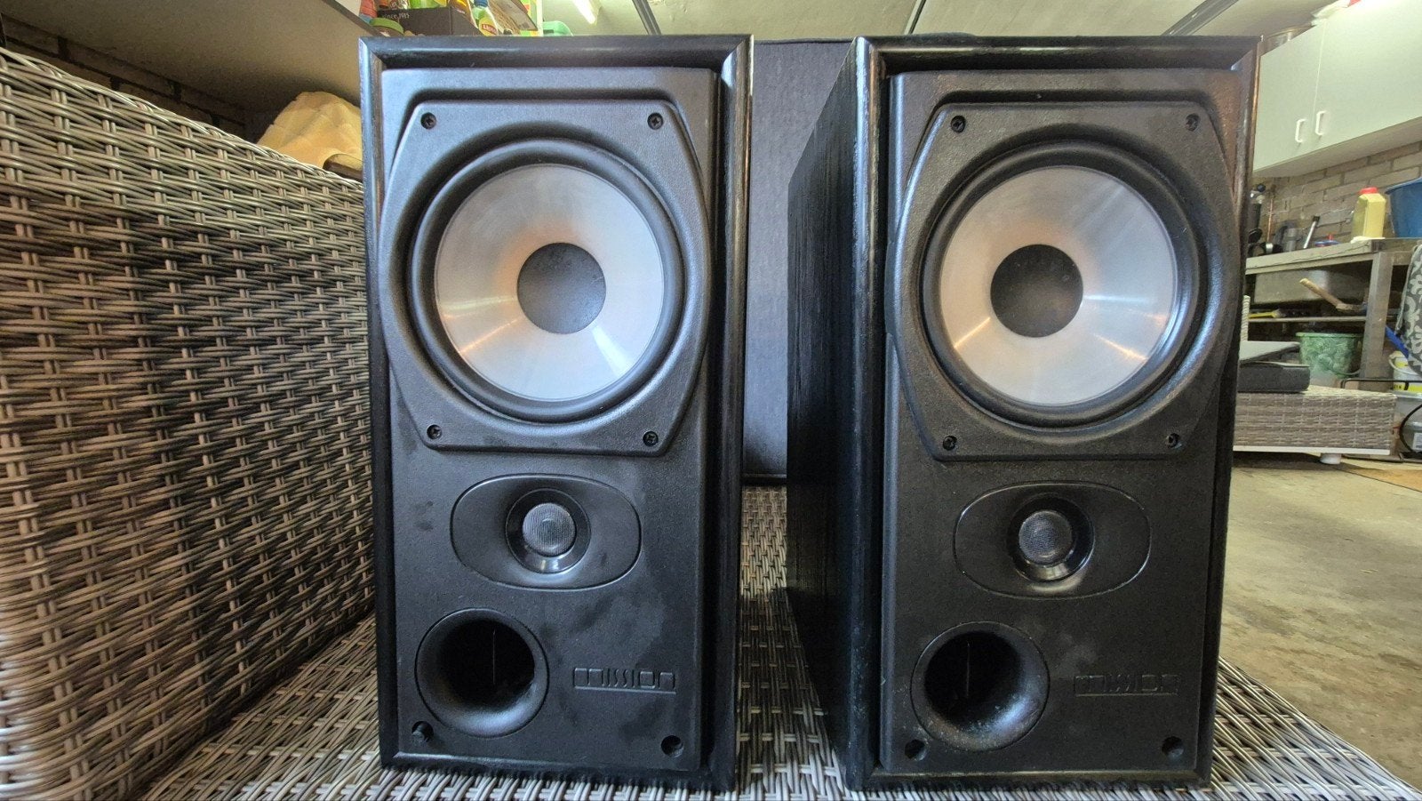 Mission 732  Boekenplank Speakers - Made in England, Gebruikt, 60 tot 120 watt, Front, Rear of Stereo speakers, Ophalen