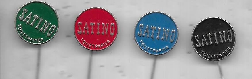 4  SATINO SPELDEN UIT 1 SERIE, Verzenden, Gebruikt, Overige onderwerpen, Speldje of Pin