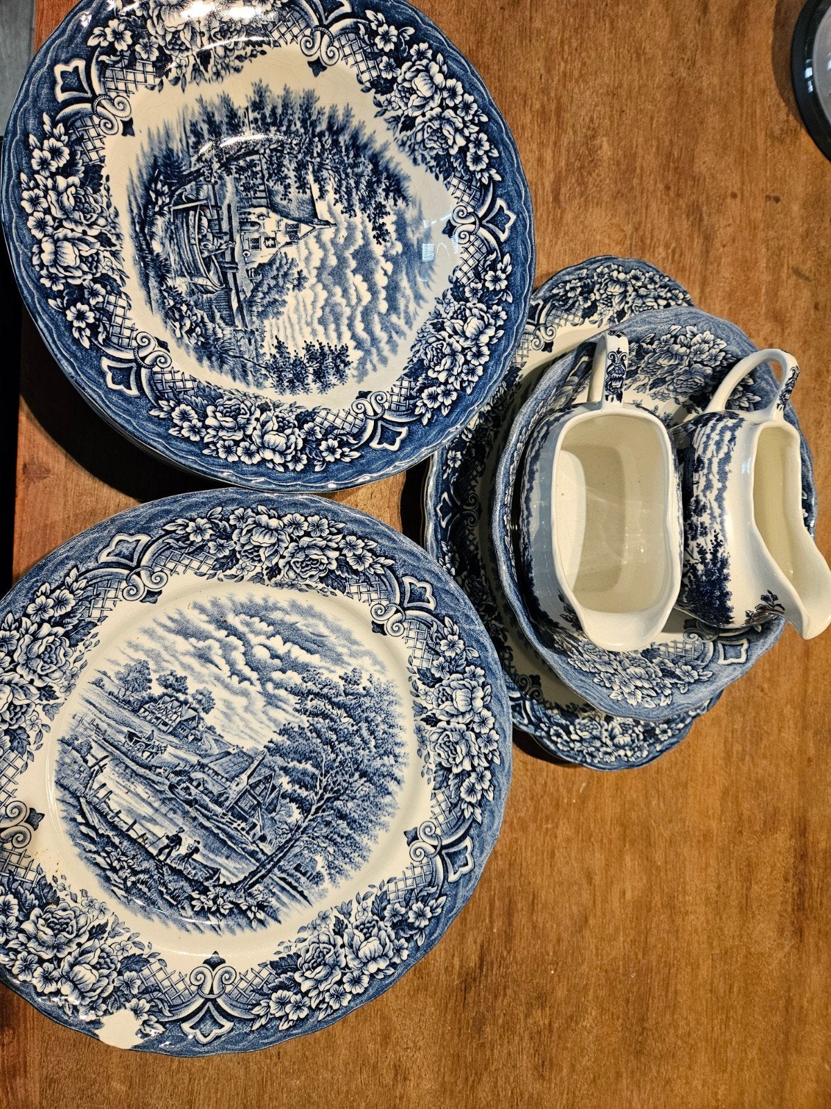 Vintage Grindley Homeland Servies 8delig Set- Blauw/Wit, Antiek en Kunst, Ophalen