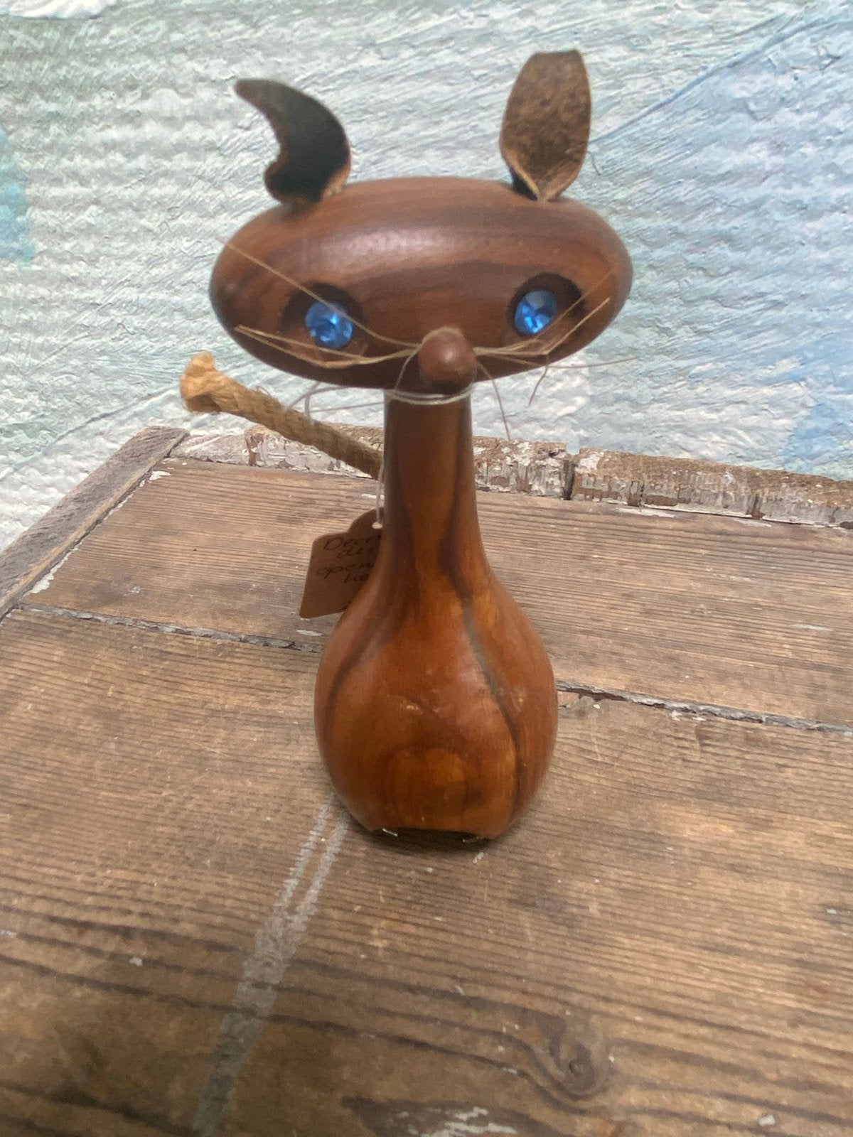 Vintage deens design teaken flesopener kat, Ophalen of Verzenden