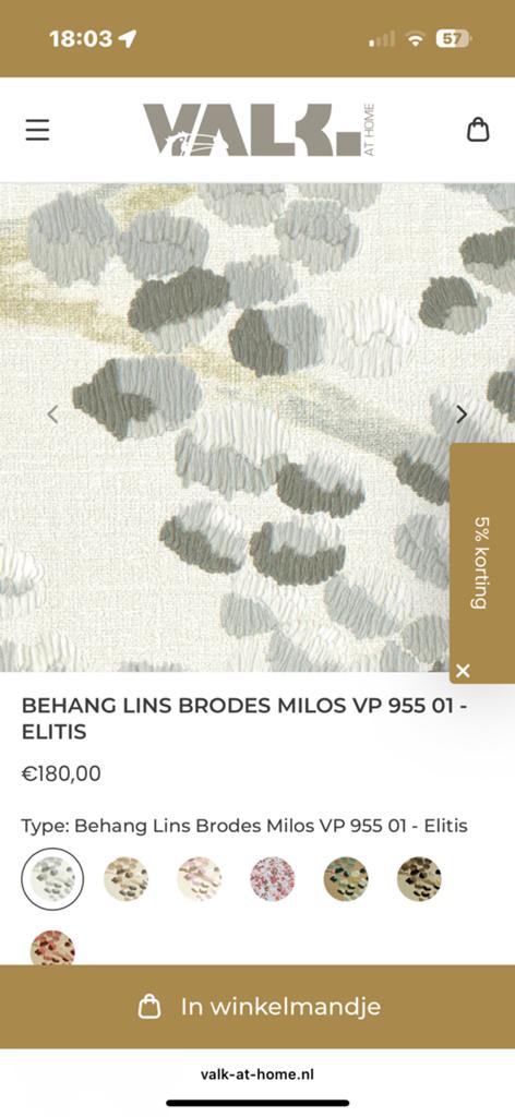 Élitis Milos Behang, meerdere beschikbaar, Verzenden
