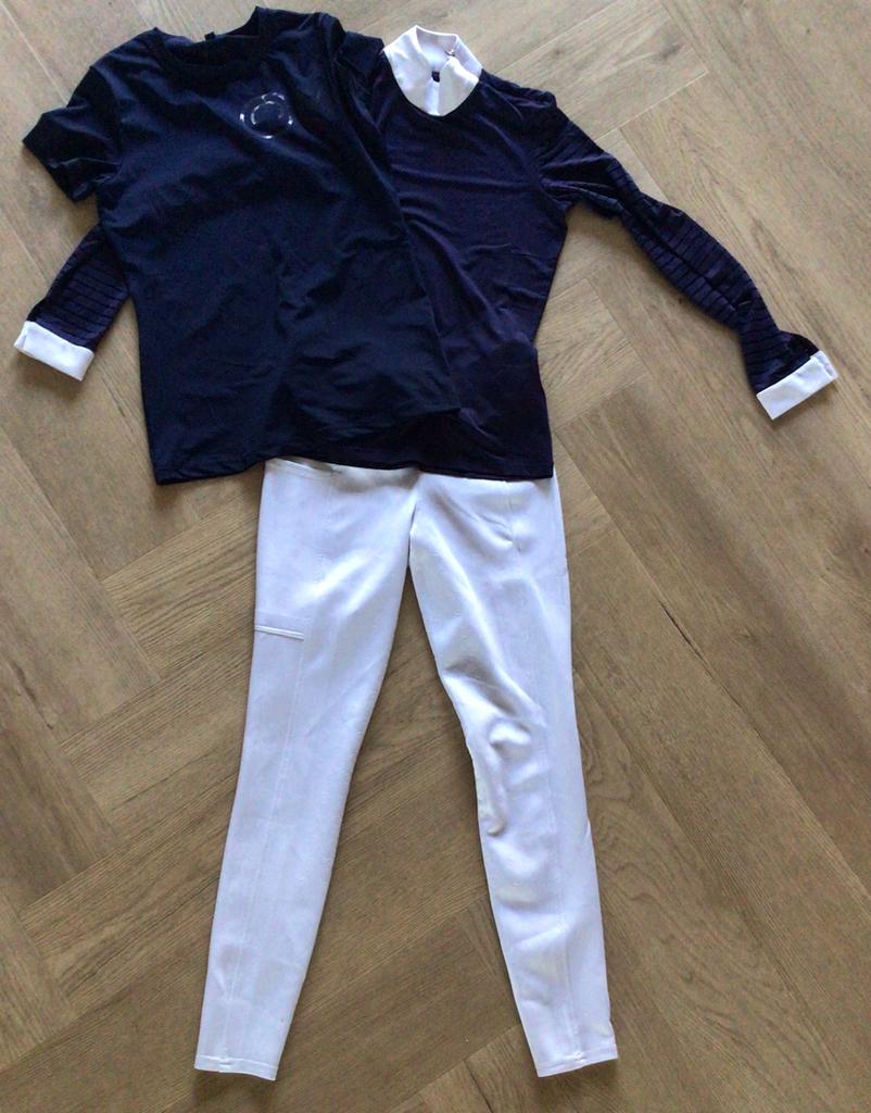 Set: Witte rijbroek MT S, t-shirt MT S, longsleeve MT XS, Dieren en Toebehoren, Paardrijkleding, Dressuur, Overige typen, Ophalen of Verzenden