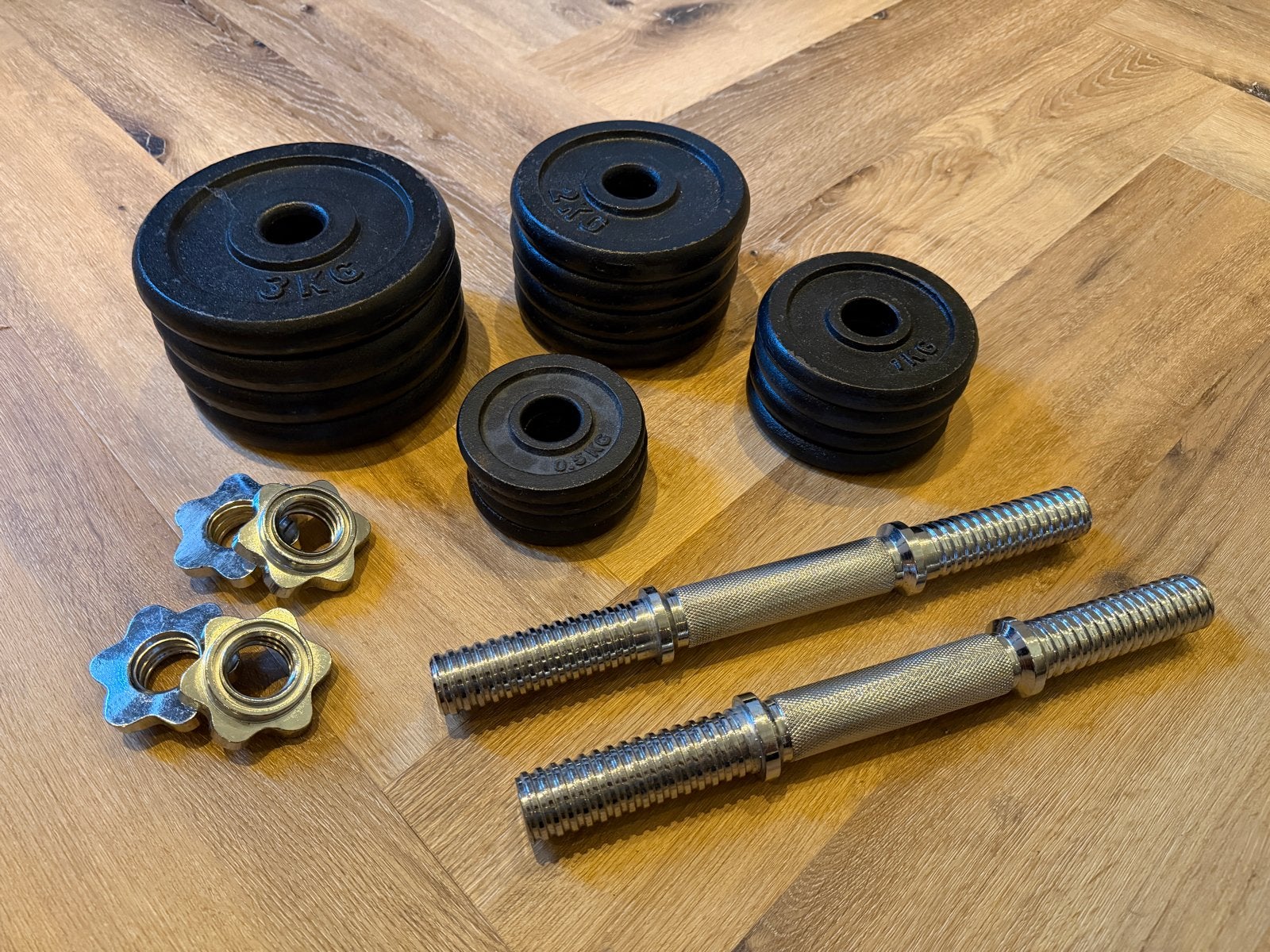 Halter set - 0.5kg, 1kg, 2kg, 3kg - 26kg totaal, Sport en Fitness, Fitnessmaterialen, Ophalen, Zo goed als nieuw, Armen, Halterschijven