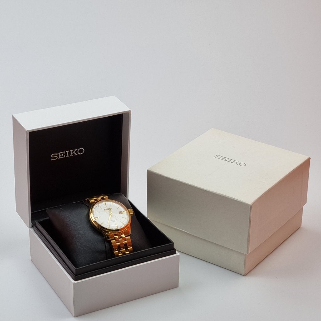 Seiko Presage 4R35-01T0 Horloge Goud | Nieuw in doos, Seiko, Nieuw, Support@seiko.com, 5-11, Akasaka 2-chome
Minato-ku, Tokyo 107-0052
Japan