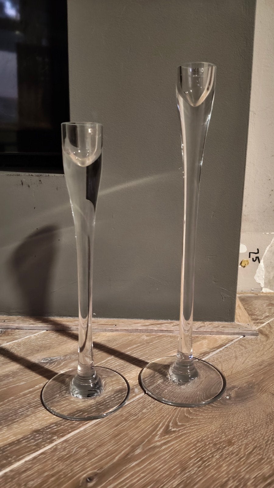 Set van 2 glazen kandelaars Krosno, Ophalen, Overige merken, Kandelaar, 25 cm