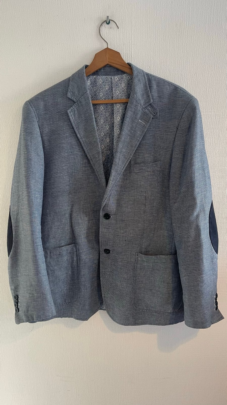 Marco Manzini Blazer met elleboogstukken - Maat 54 (L), Ophalen of Verzenden, Gedragen, Maat 52/54 (L), Blauw