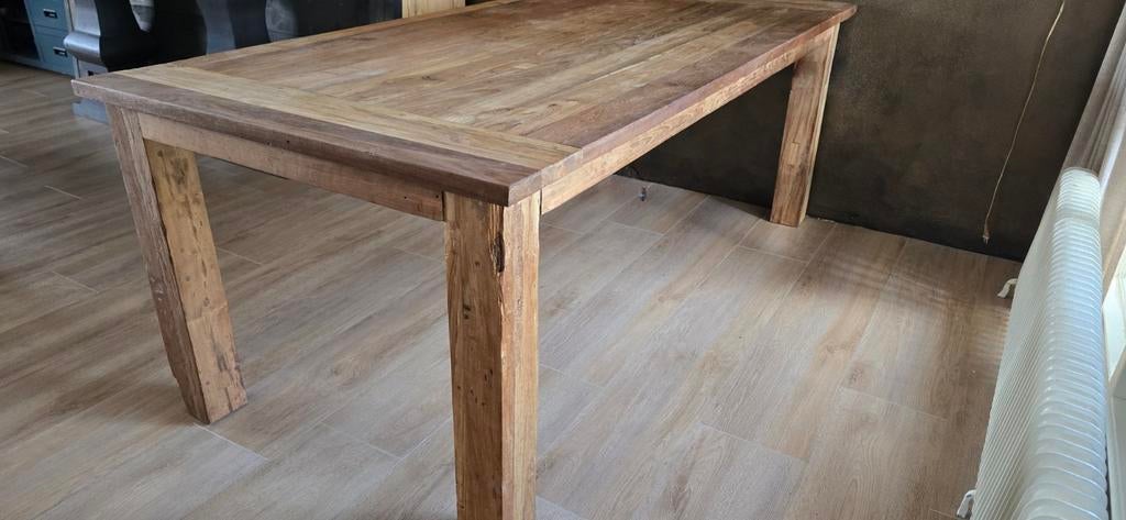 Robuuste Towerliving eettafel van gerecycled teakhout, Gebruikt, 200 cm of meer, Onbekend, Towerliving