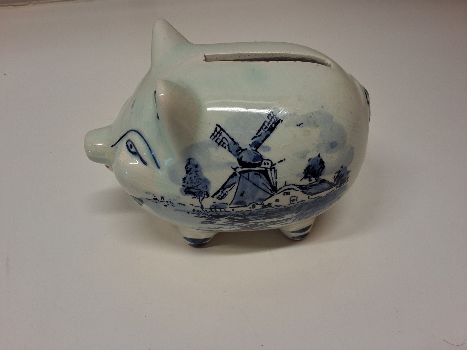 Delfts blauw spaarvarken - Handgeschilderd, Ophalen of Verzenden, Gebruikt