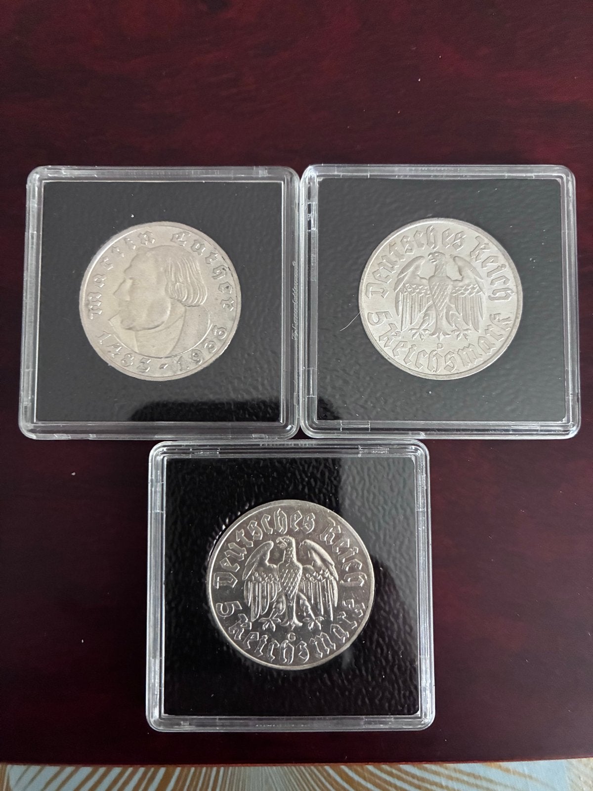 Set van 3 zilveren 5 Reichsmark munten Martin Luther 1933, Ophalen of Verzenden, Duitsland, Setje, Zilver