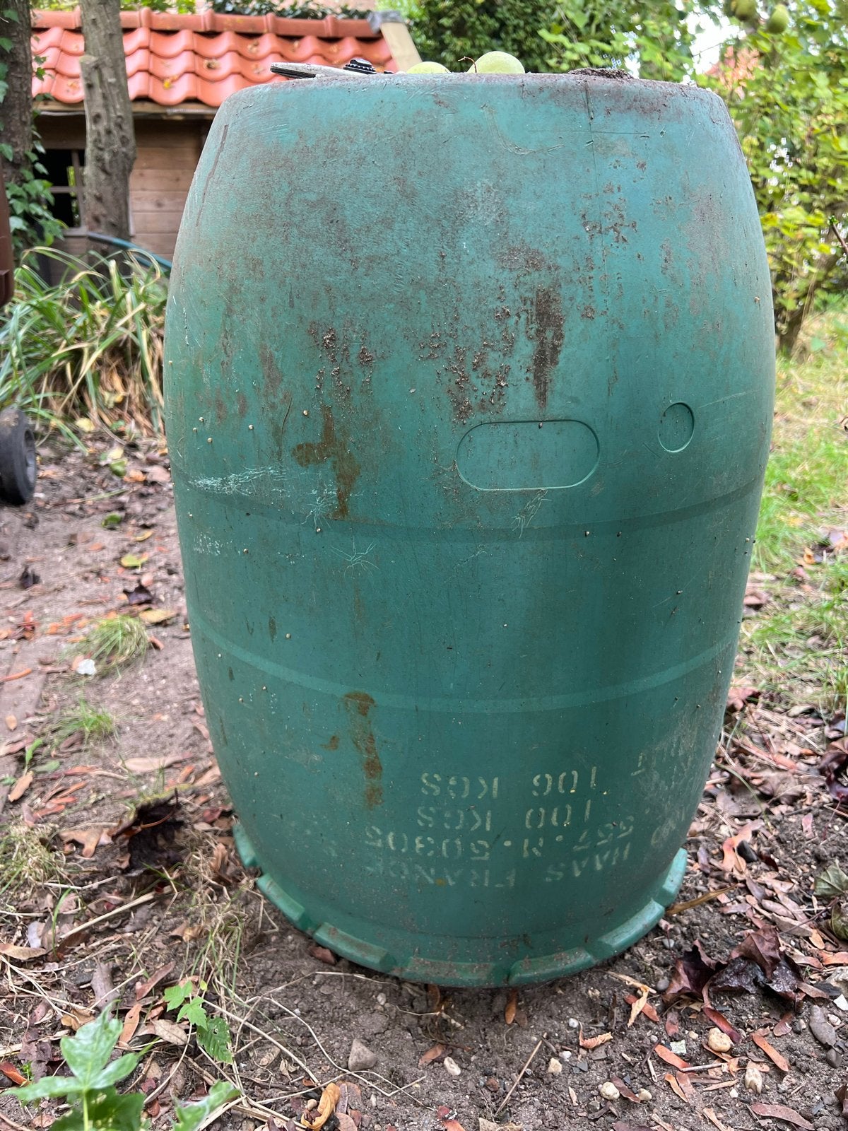 Oude regenton, kan een schoonmaakbeurt gebruiken, Tuin en Terras, 150 liter of meer, Ophalen, Gebruikt, Kunststof