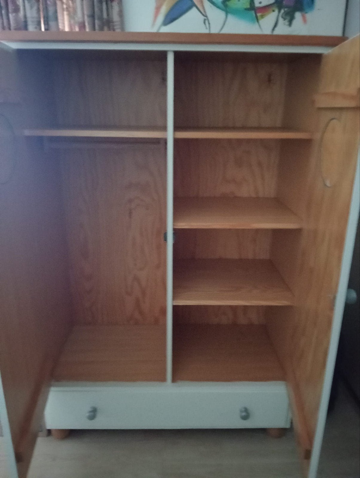 kinderkledingkast van echt hout, Ophalen, Gebruikt, 100 tot 150 cm, 150 tot 200 cm