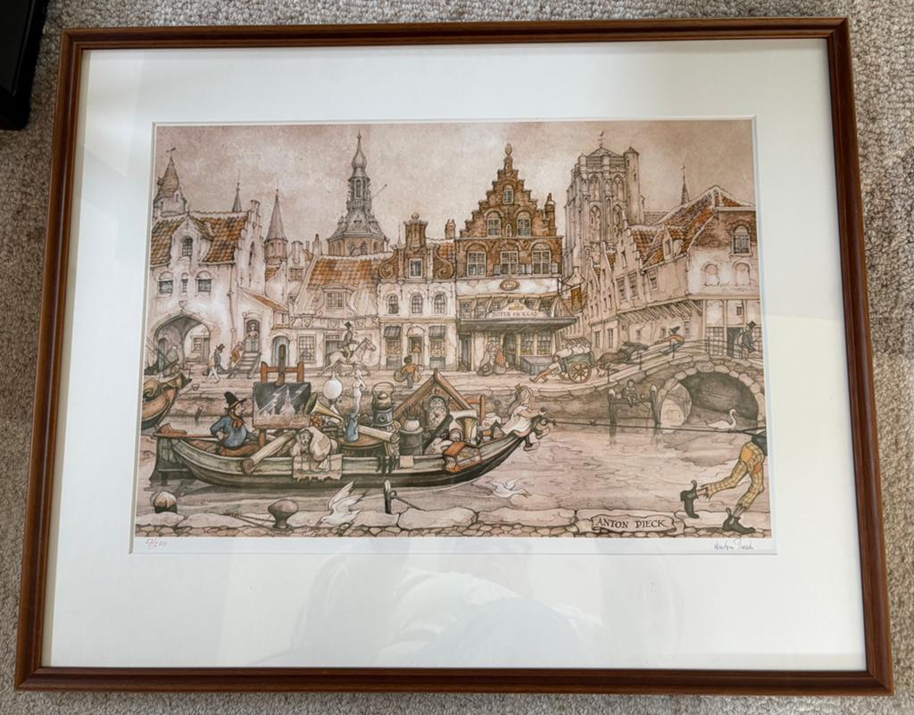 Anton Pieck Prent 'De Haven' - Genummerd 57/250, Ophalen of Verzenden