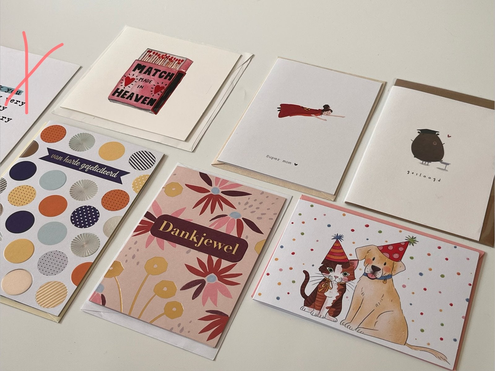 Set van 6 verschillende nieuwe wenskaarten, Ophalen of Verzenden, Nieuw