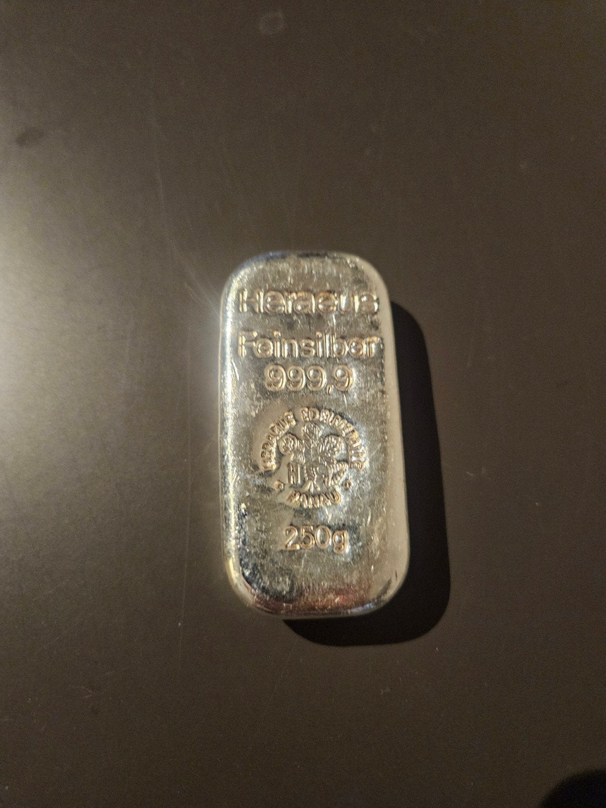 Heraeus 250g Zilverbaar 999.9 Fijnzilver, Ophalen, Zilver
