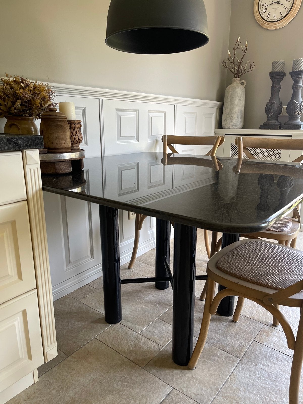 Zwarte granieten tafel 120x120 cm, Ophalen, Overige materialen, Gebruikt, 100 tot 150 cm