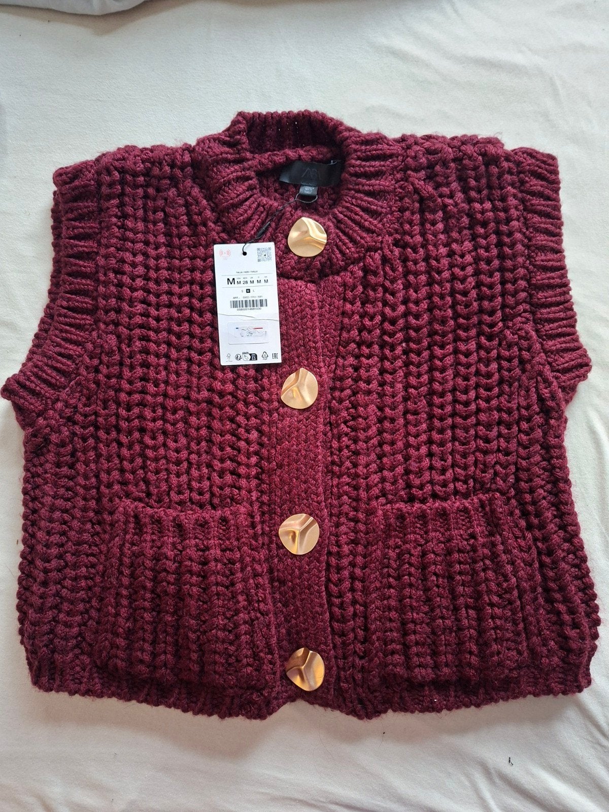 Zara gebreid vest bordeauxrood maat M, Maat 38/40 (M), Zara, Nieuw, Ophalen of Verzenden