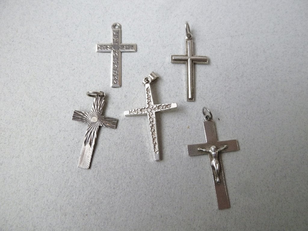 Diverse oude hanger zilver Crucifix Kruis Christendom, Verzenden, Zilver, Hanger