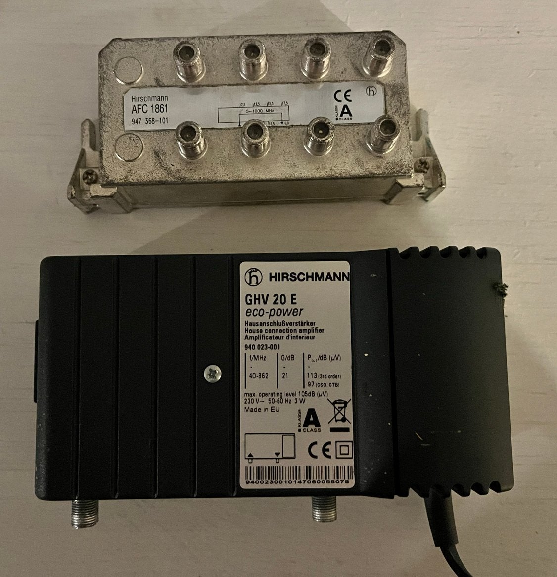 Hirschmann GHV 20 E eco-power versterker en splitter, Ophalen, Gebruikt, Minder dan 2 meter, Overige kabels