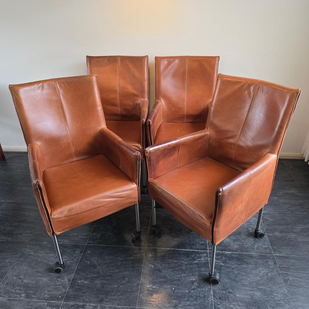 Eetkamerstoelen, eetkamerstoel, stoelen, stoel, kamerstoel, Ophalen, Gebruikt, Bruin, Leer