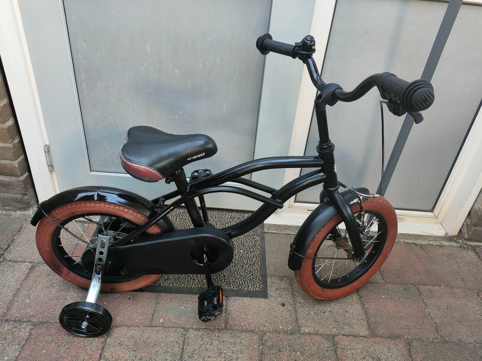 14 inch 2Cycle Black cruiser kinderfiets met zijwieltjes, Terugtraprem, Zijwieltjes, Ophalen, 2cycle