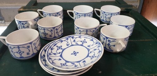 bleu saks kopjes 9 stuks, Ophalen of Verzenden, 'T Olde Gre-j, Info@toldegrej.nl, Endepoelstraat 20f Didam