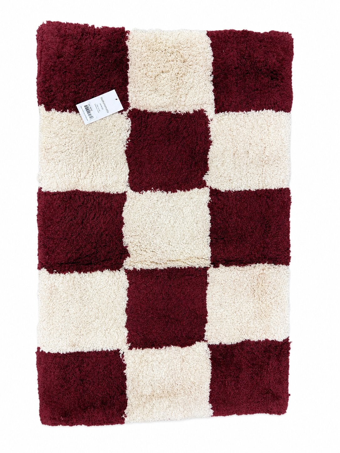 Badkamermat – Bordeaux & Crème 50x80, Huis en Inrichting, Stoffering | Tapijten en Kleden, 50 tot 100 cm, Nieuw, Rood, Rechthoekig