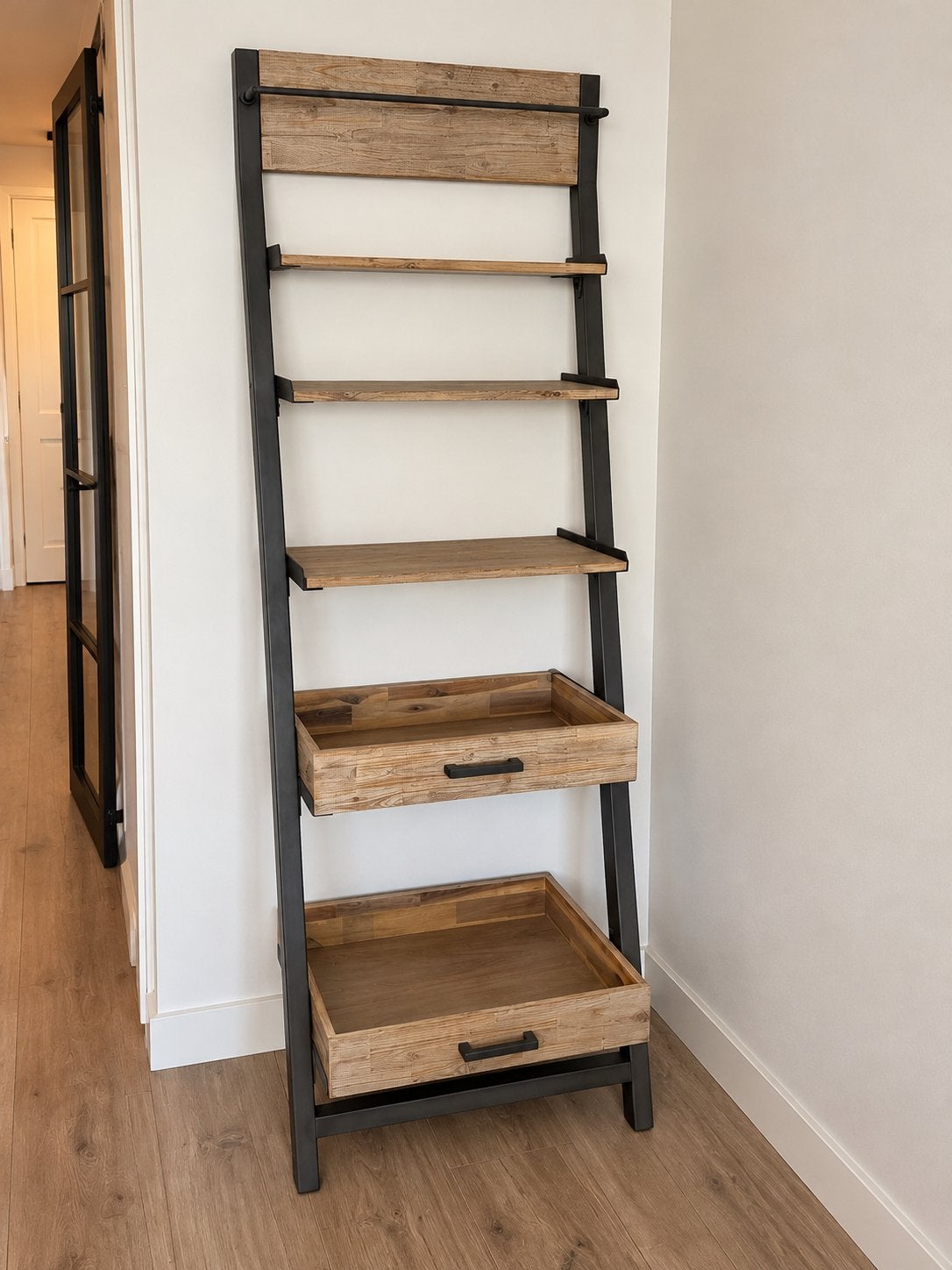 Industrieel wandrek Hout & Staal ‘Oliver’ – De Bommel Meub., Ophalen, Zo goed als nieuw