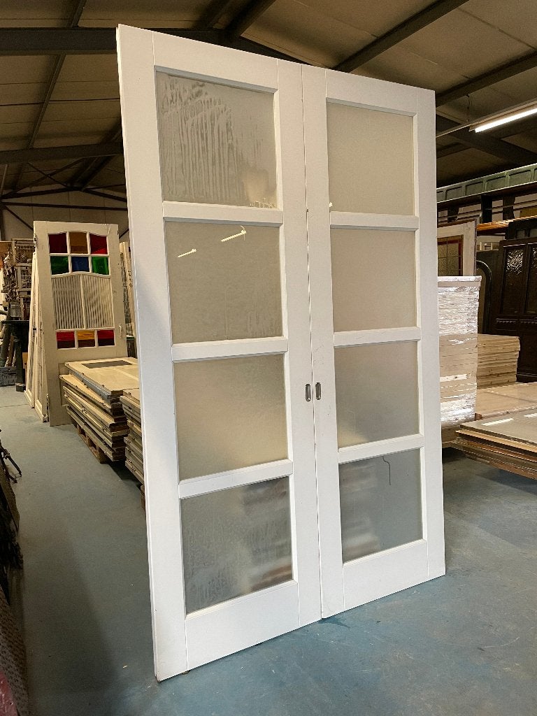 Set schuif / en suite deuren met melk glas 232x146cm., Ophalen