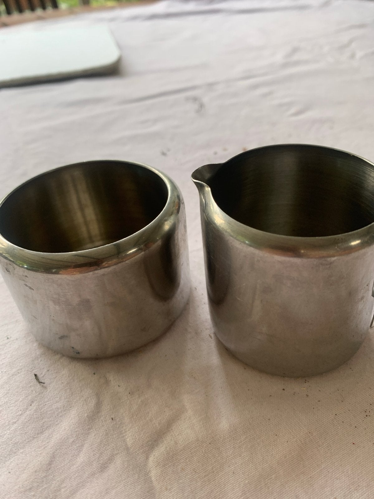 Vintage RVS Suikerpot en Melkkannetje - Klein Formaat, Ophalen of Verzenden