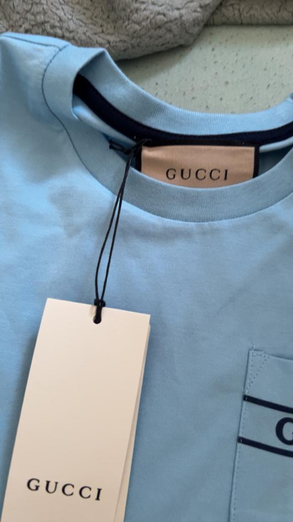Lichtblauwe gucci t-shirt, Kleding | Heren, T-shirts, Verzenden, Nieuw, Maat 46 (S) of kleiner, Blauw