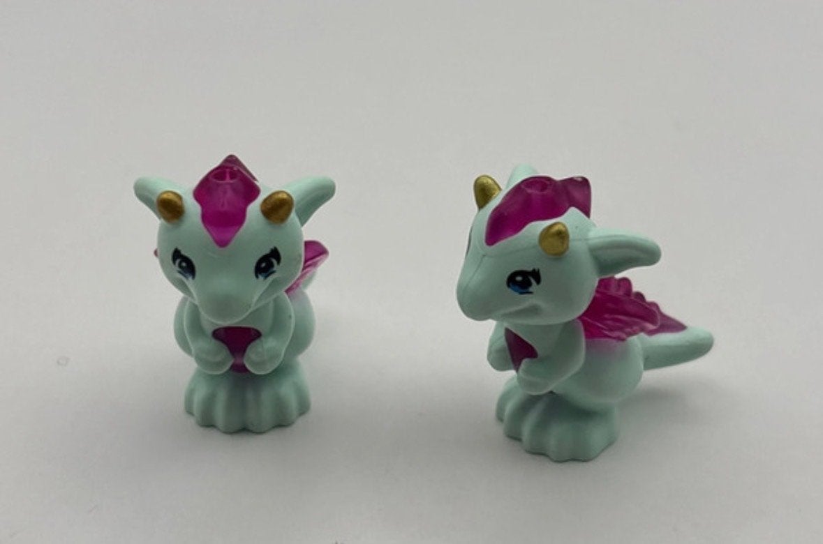 2x LEGO Elves draakjes - baby draken - mintgroen met roze, Verzenden, Zo goed als nieuw, Overige merken