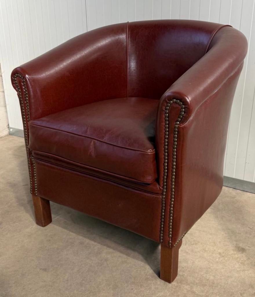 Mooie bruine schapenleren clubfauteuil was € 823,00, Huis en Inrichting, Fauteuils, Ophalen, Zo goed als nieuw, Leer, 75 tot 100 cm