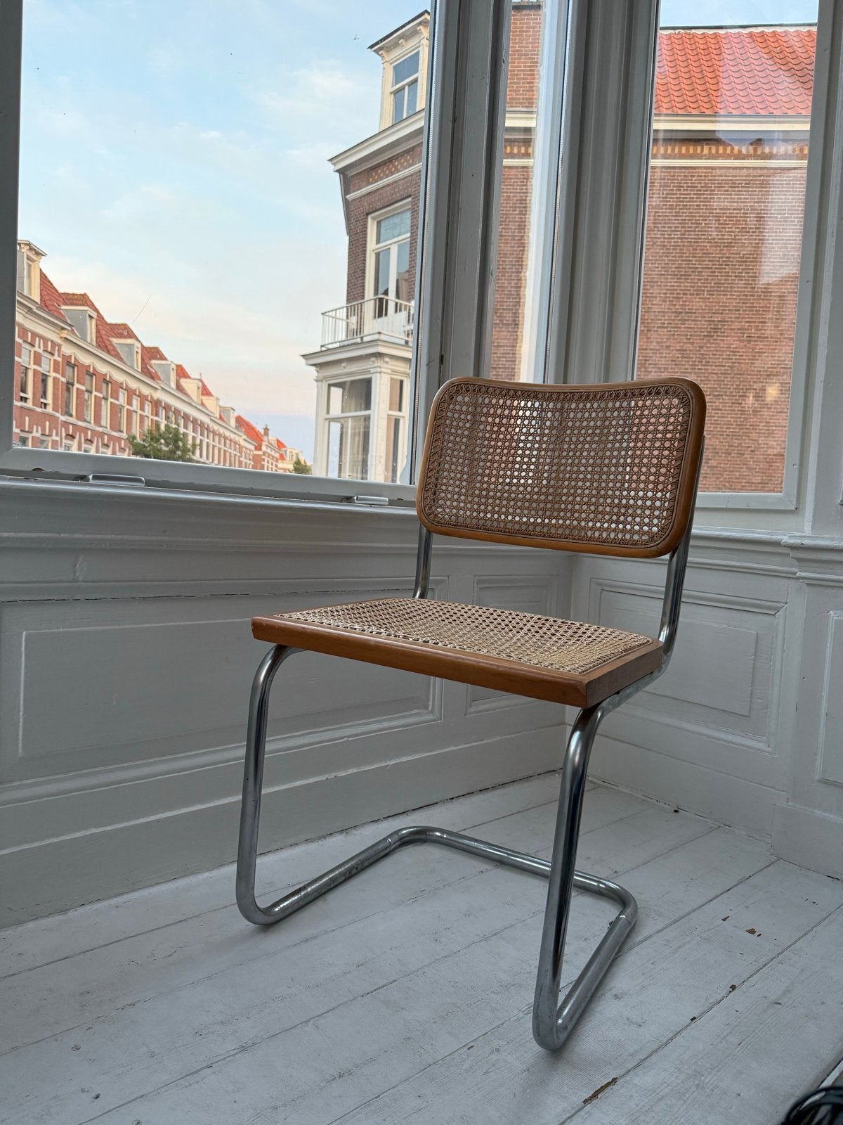 Cesca Thonet rotan look stoel met chroom buisframe, Ophalen