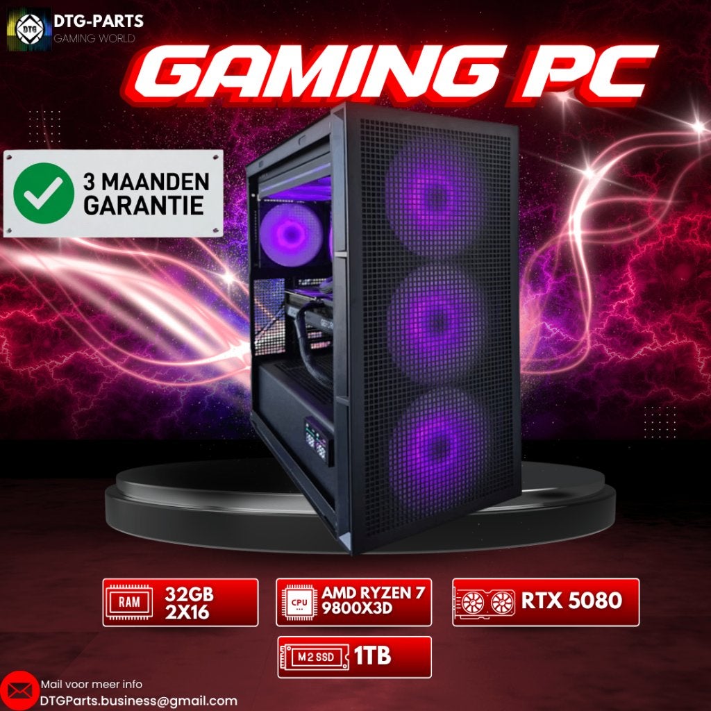 Gaming PC // RTX 5080 & AMD 7 9800X3D, Ophalen, 7604 HM, 32 GB, DTGParts.Business@gmail.com
